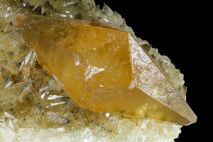 Dogtooth Calcite Plate With Golden Calcite Crystal - Morocco #115198